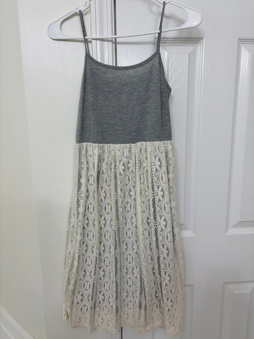 Xhilaration Gray and Cream Lace Midi Dress